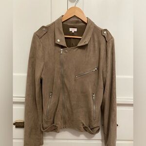 Faux Suede Lined Moto Jacket from Pixley ( StitchFix)  Beige, Large